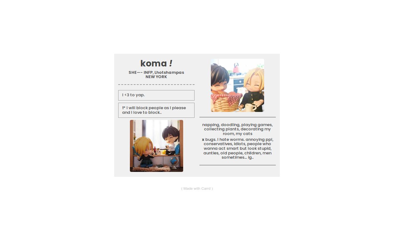 Carrd profile picture for @kma